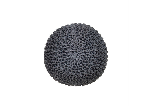 Puf Dori de algodón gris claro tejido a mano