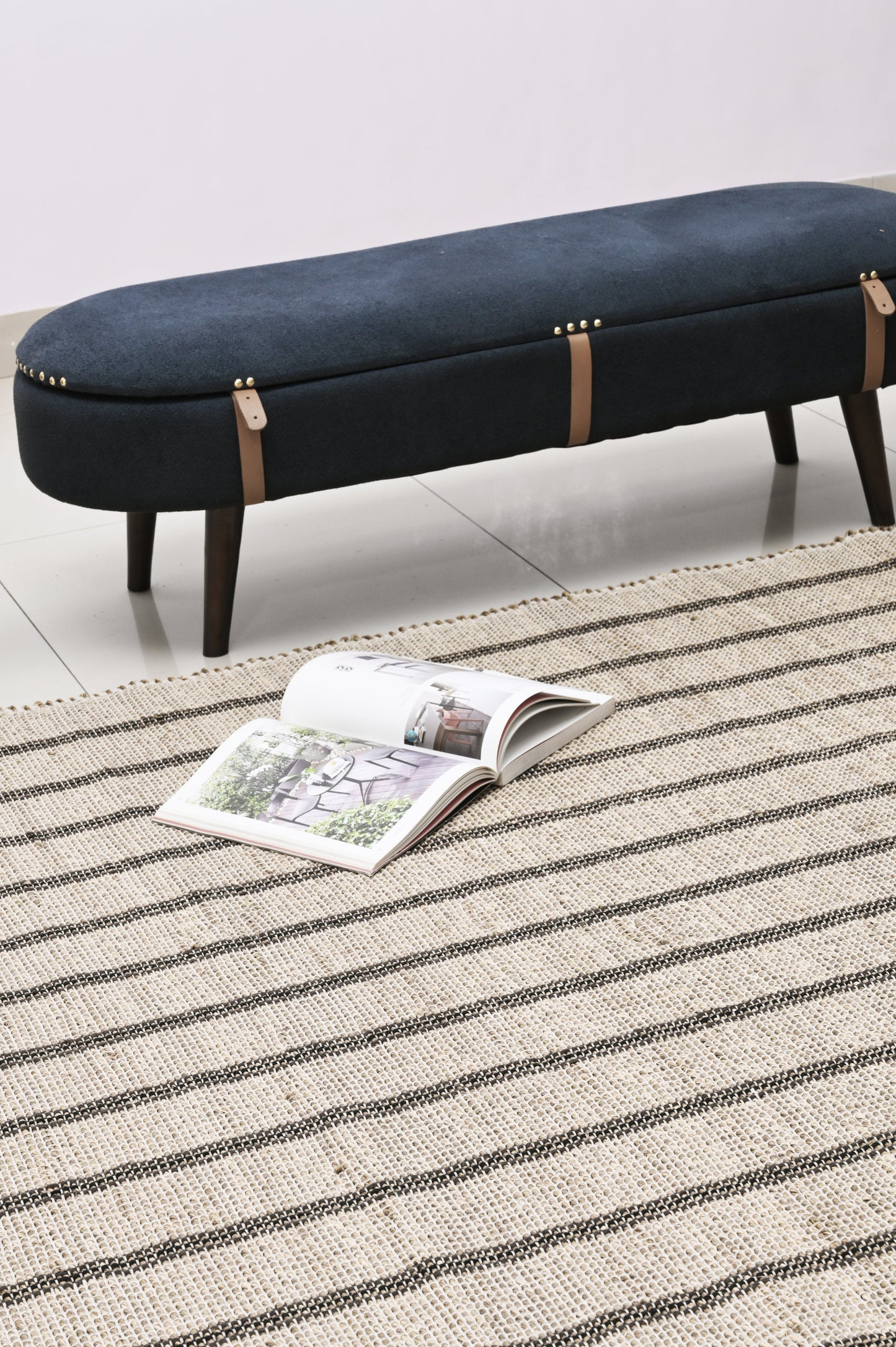 Alfombra de Pasto Marino a Rayas – Borde Acabado