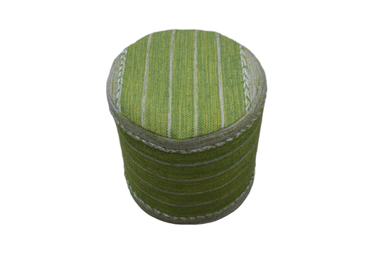 Puf Kilim de algodón verde tejido a mano