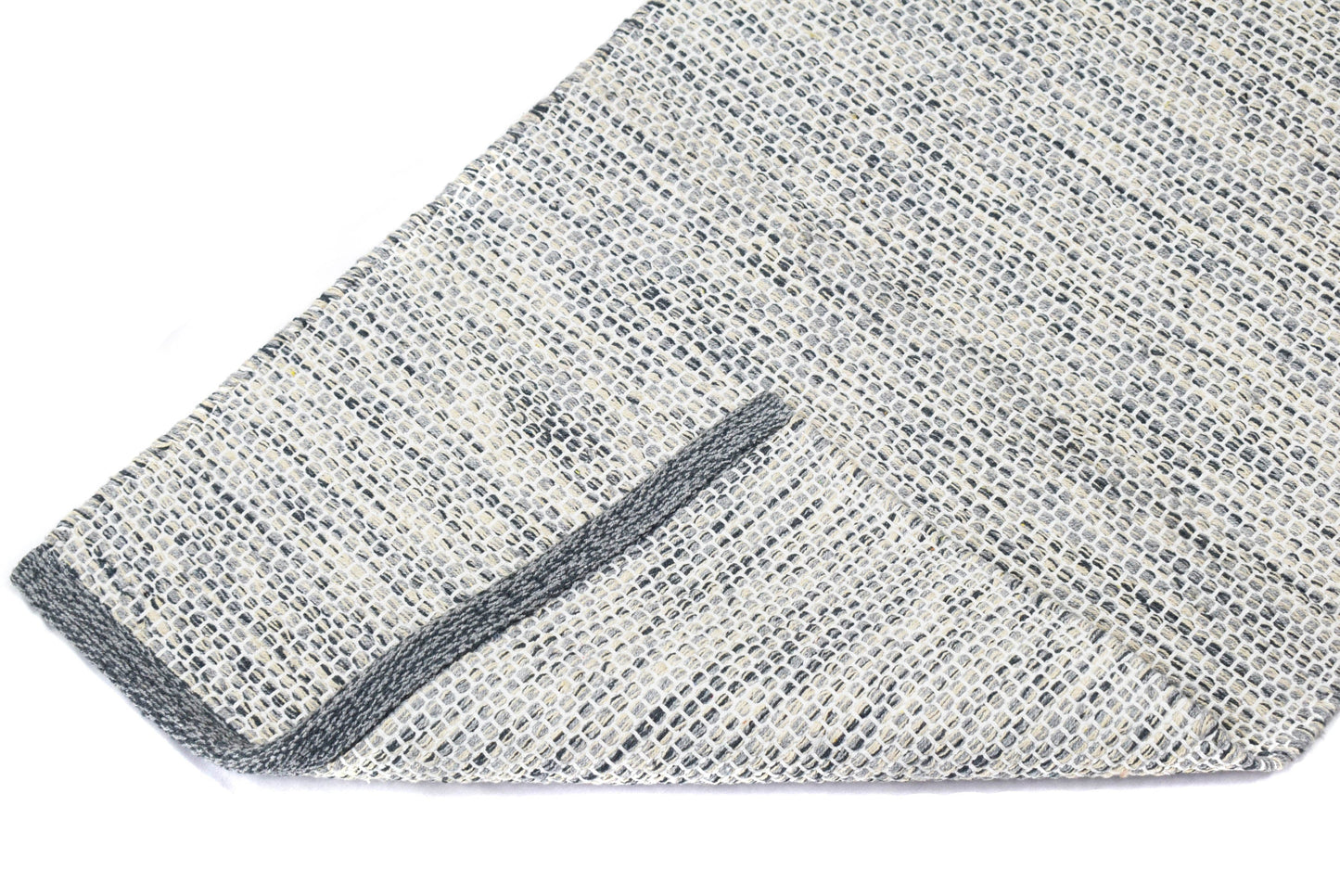 Alfombra de Algodón Plateada con Borde Carbón