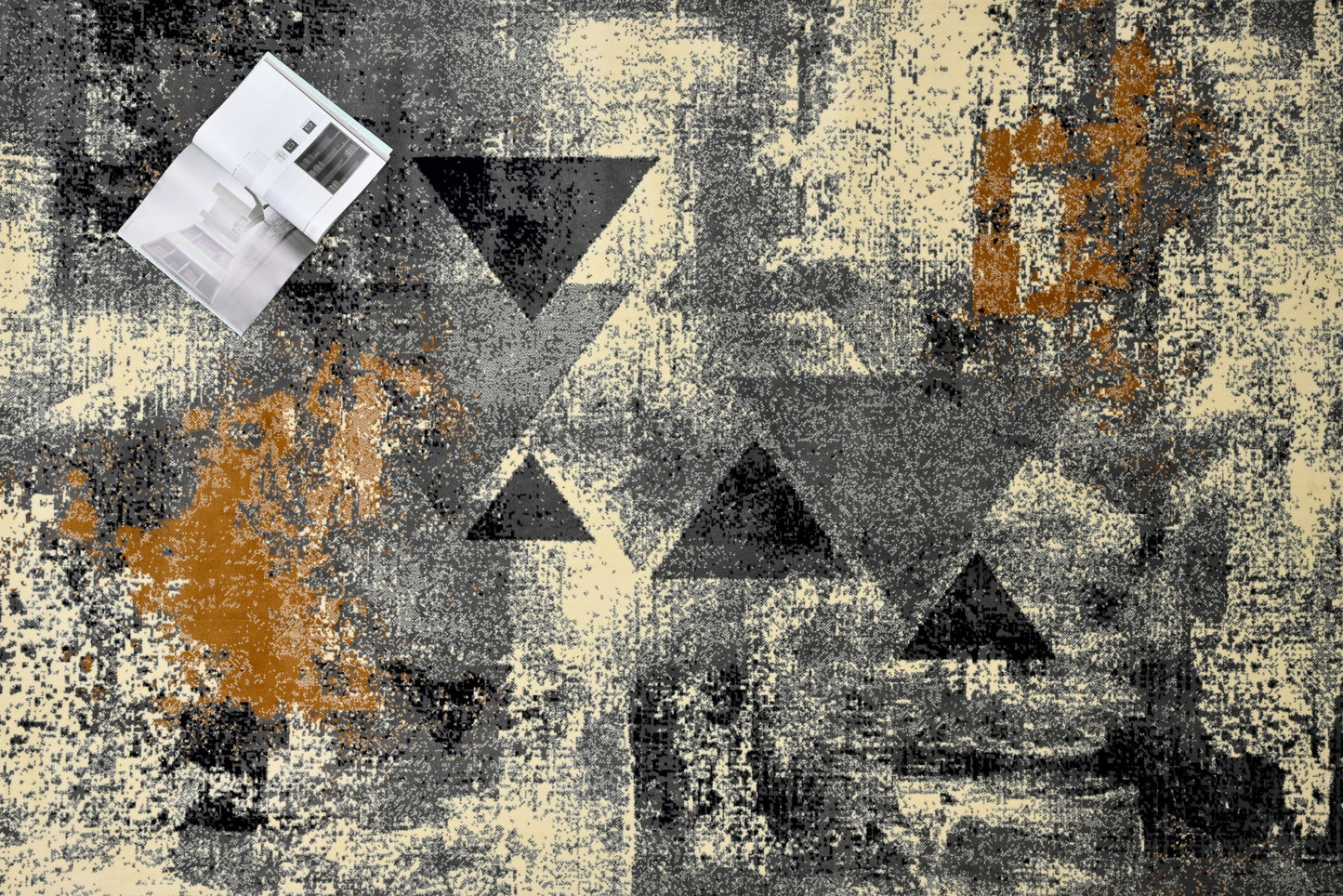 Alfombra Moderna Geométrica – Negro y Óxido