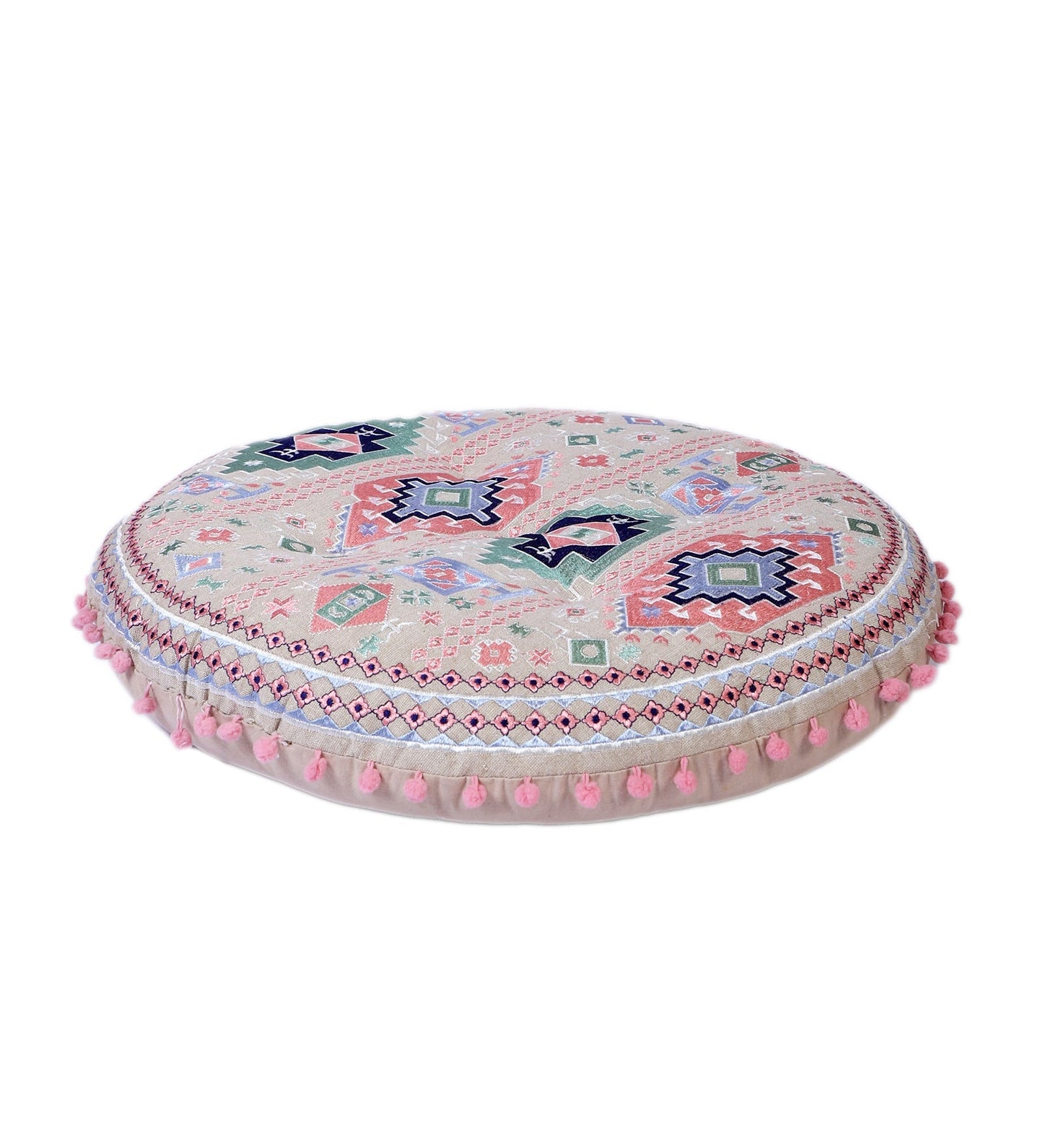 Taburete con cojín de piso y set de almohadas