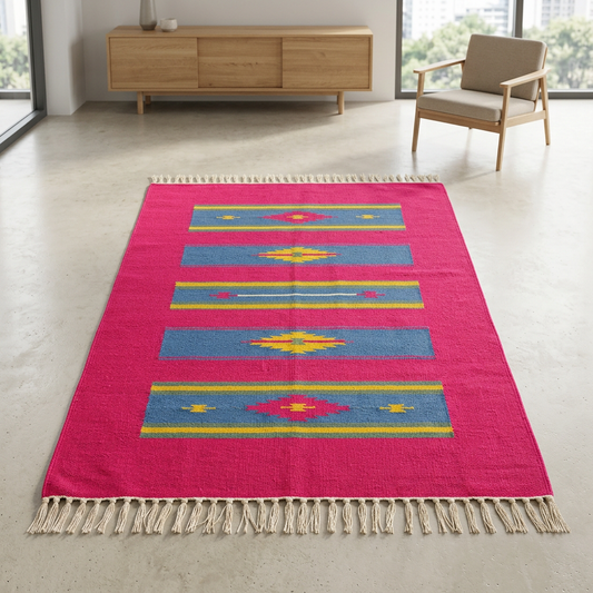 Alfombra Kilim OX1 en un loft contemporáneo