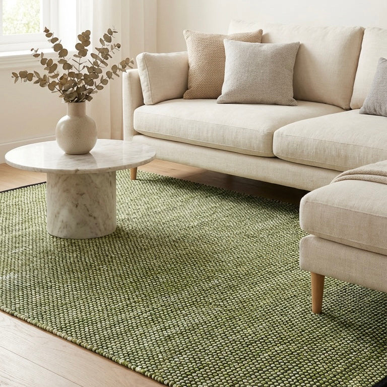 Alfombra de Algodón con Borde Negro IC15353 Verde