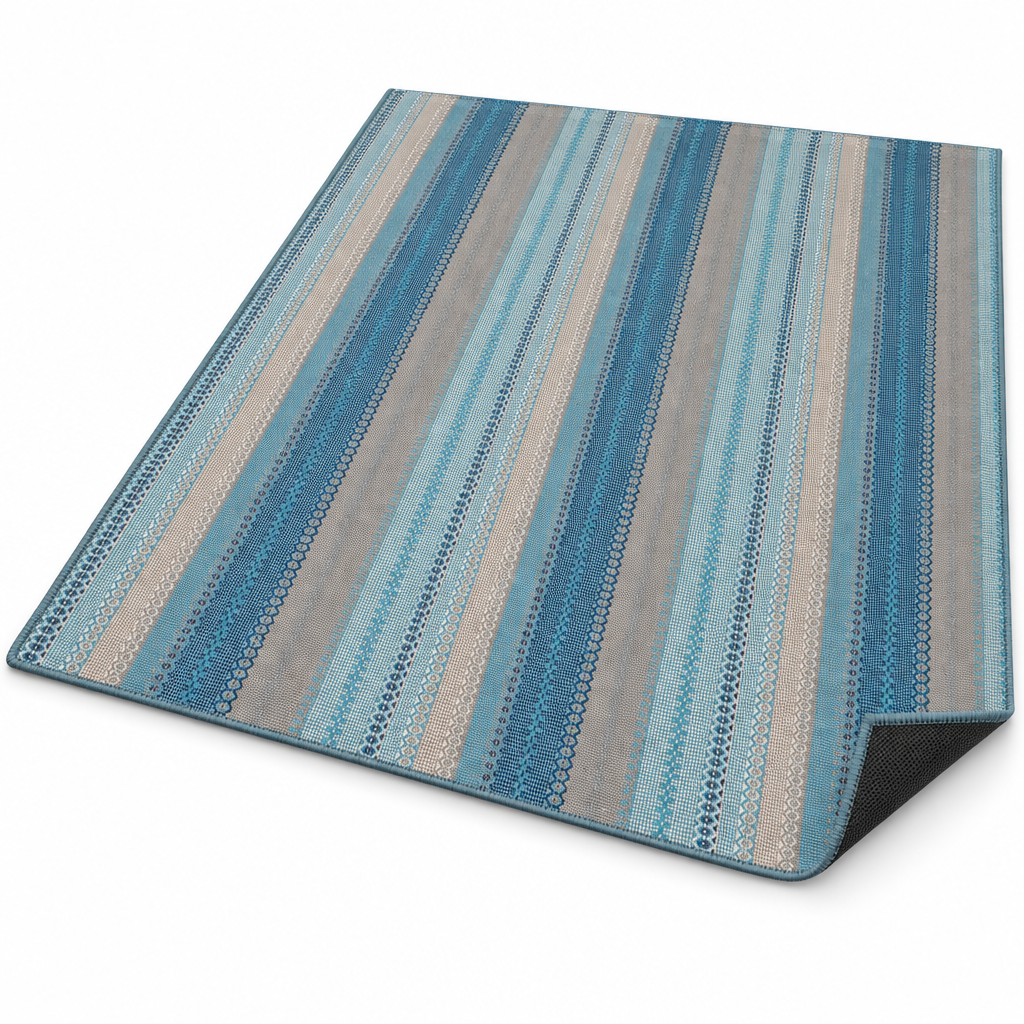 Alfombra Kilim de Algodón Con Base Antideslizante IC13516 Azul