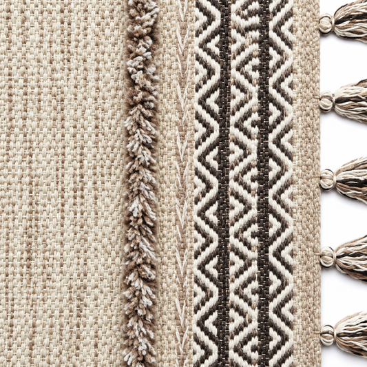 Alfombra kilim de algodón de pelo largo IC15969 Crema/Marfil