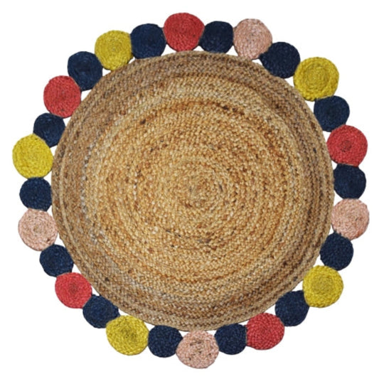 Alfombra redonda de yute trenzado IC15250 natural 90 cm