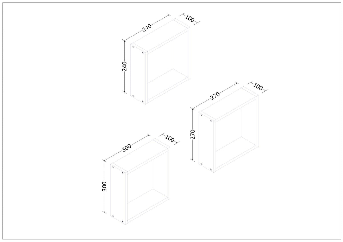 Estantería decorativa de cubos juego de 3 - dimensiones del producto