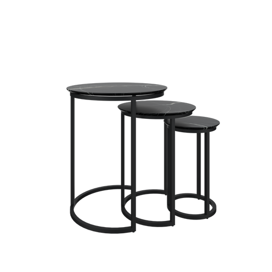Mesa de Centro Anidable Juego de 3 MYSRTA1440478 Mármol Barmer Oscuro