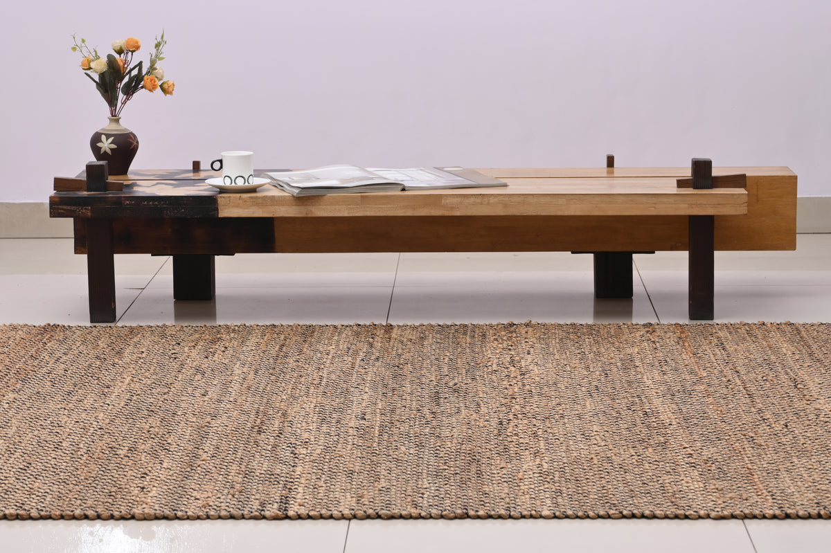 Alfombra de Yute y Algodón con Flecos IC15187 Grises/Plateado — 60 x 240 cm