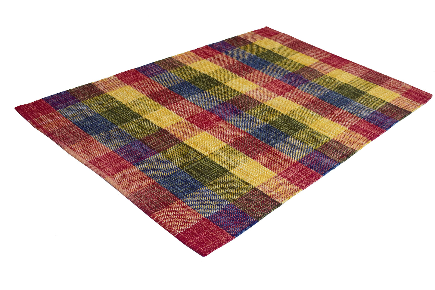 Alfombra de Algodón a Cuadros – Tejido con Borde