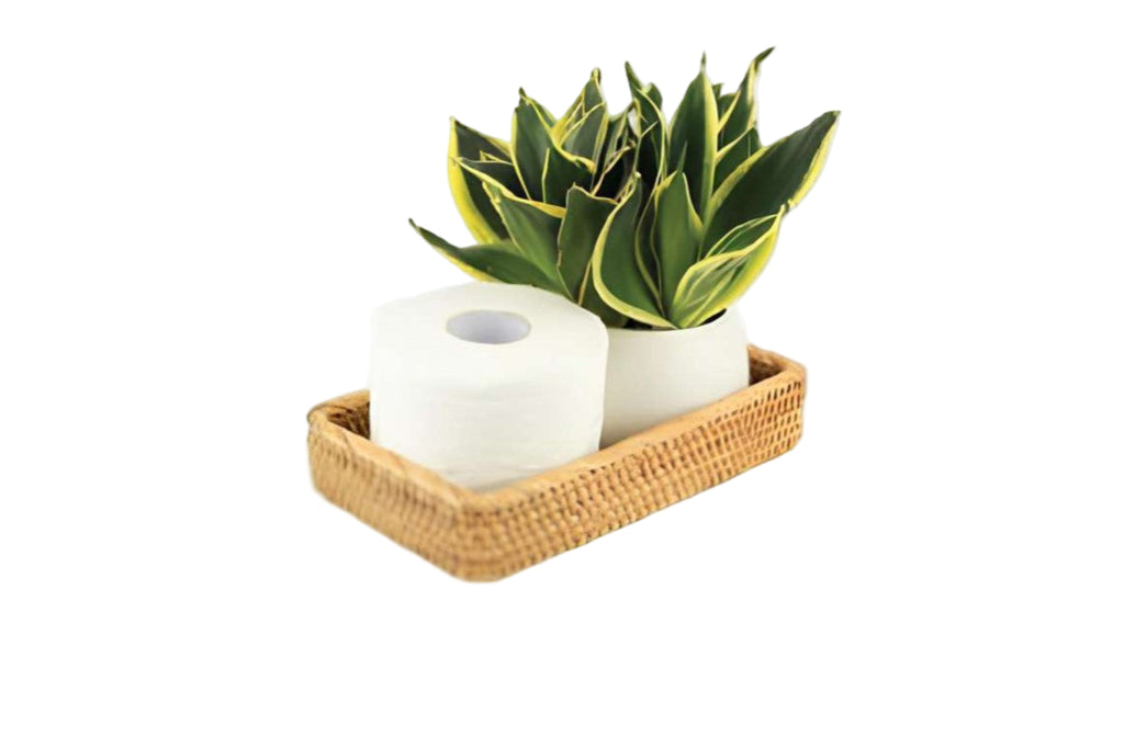 Bandeja ovalada de ratán para servir