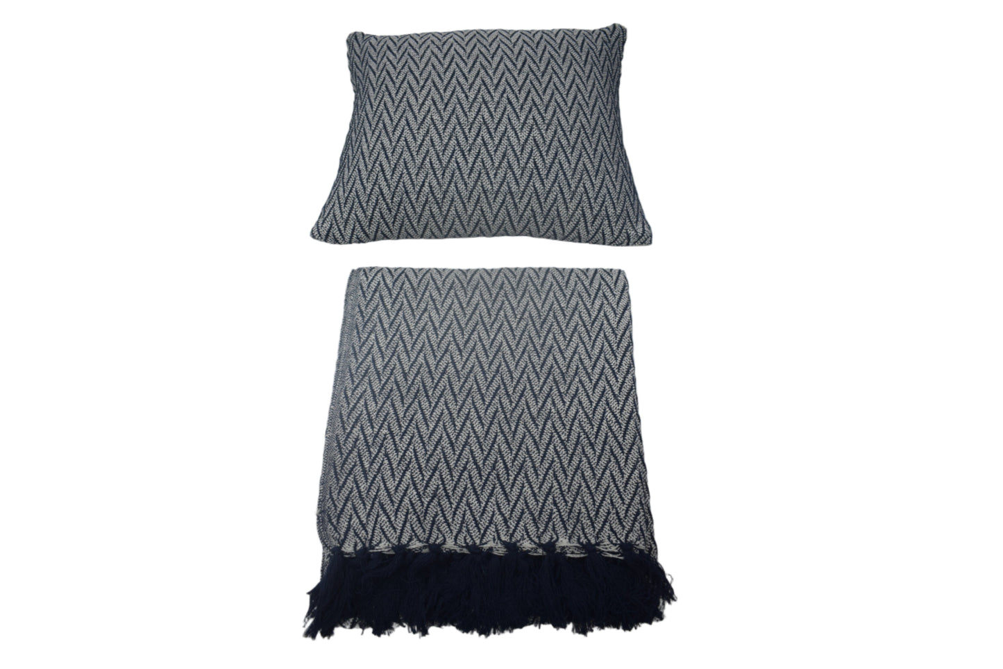 Set de manta y 2 cojines de algodón tejidos a mano