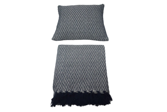 Set de Manta  y 2 Cojines de Algodón Tejida a Mano