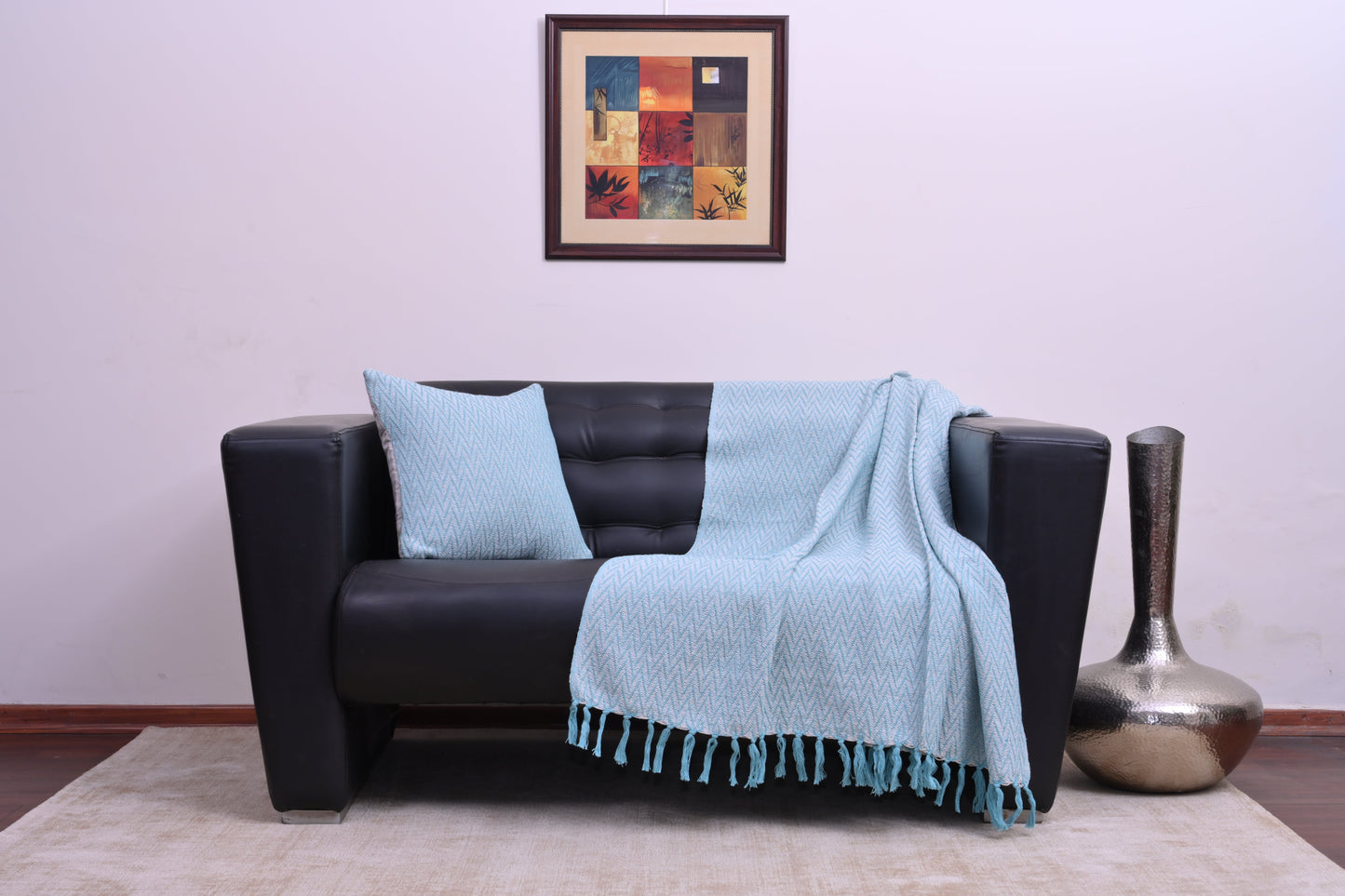 Manta de algodón tejida a mano