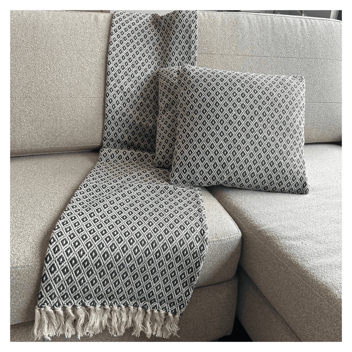 Manta de algodón tejida a mano