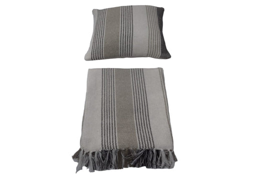 Set de Manta  y 2 Cojines de Algodón Tejida a Mano