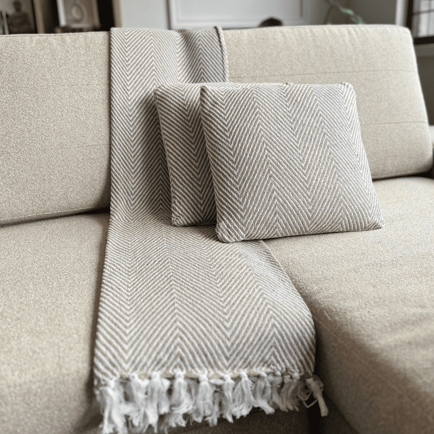 Manta de algodón tejida a mano