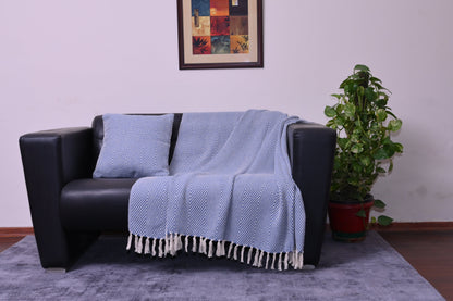 Set de Manta  y 2 Cojines de Algodón Tejida a Mano