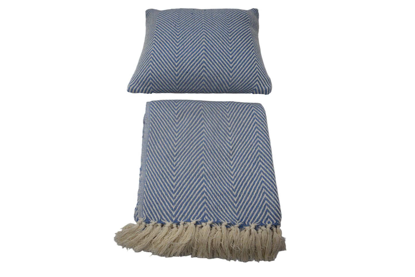 Set de Manta  y 2 Cojines de Algodón Tejida a Mano
