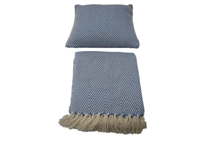 Set de Manta  y 2 Cojines de Algodón Tejida a Mano