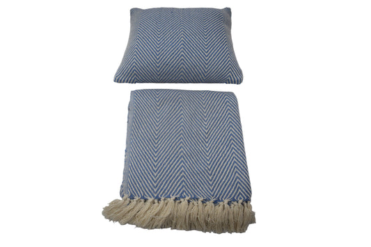 Set de Manta  y 2 Cojines de Algodón Tejida a Mano