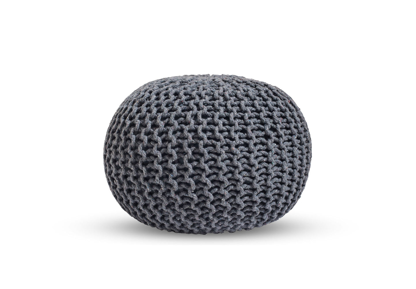 Puf Dori de algodón gris claro tejido a mano