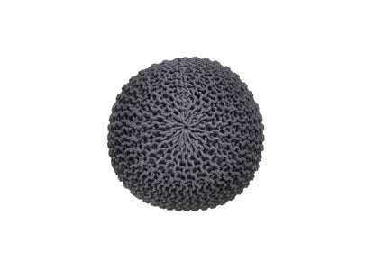 Puf Dori de algodón gris claro tejido a mano