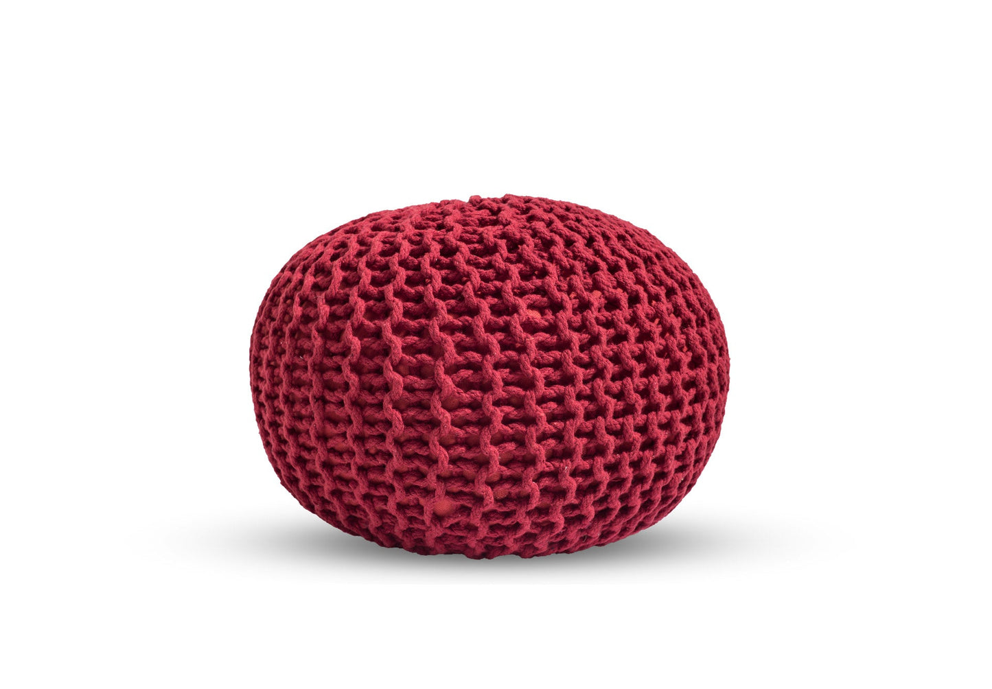 Puf Dori de algodón rojo tejido a mano