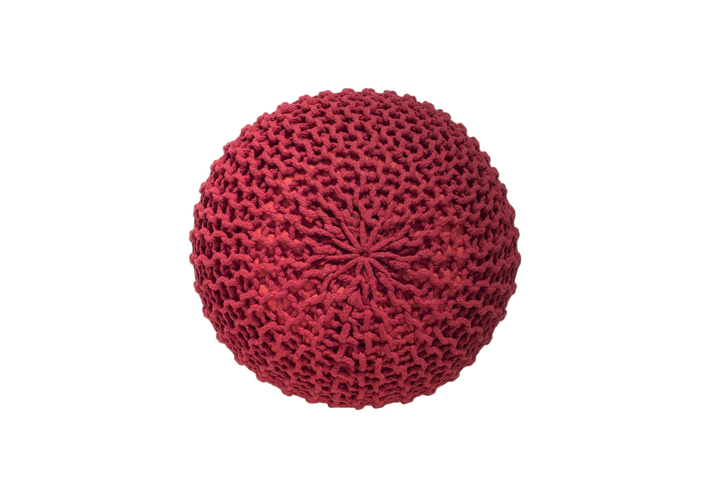 Puf Dori de algodón rojo tejido a mano