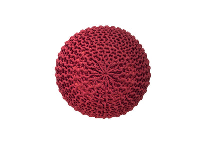 Puf Dori de algodón rojo tejido a mano
