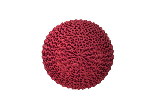 Puf Dori de algodón rojo tejido a mano