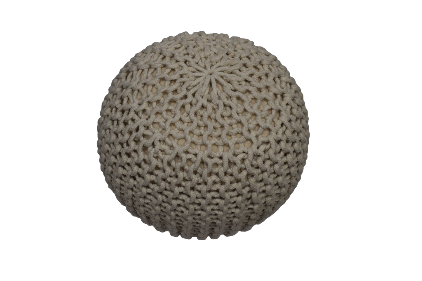 Puf Dori de algodón color crema tejido a mano