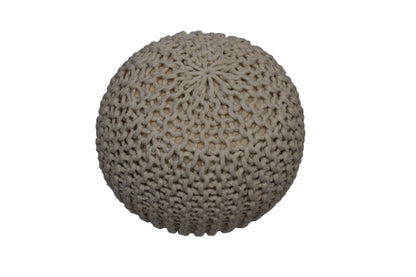 Puf Dori de algodón color crema tejido a mano