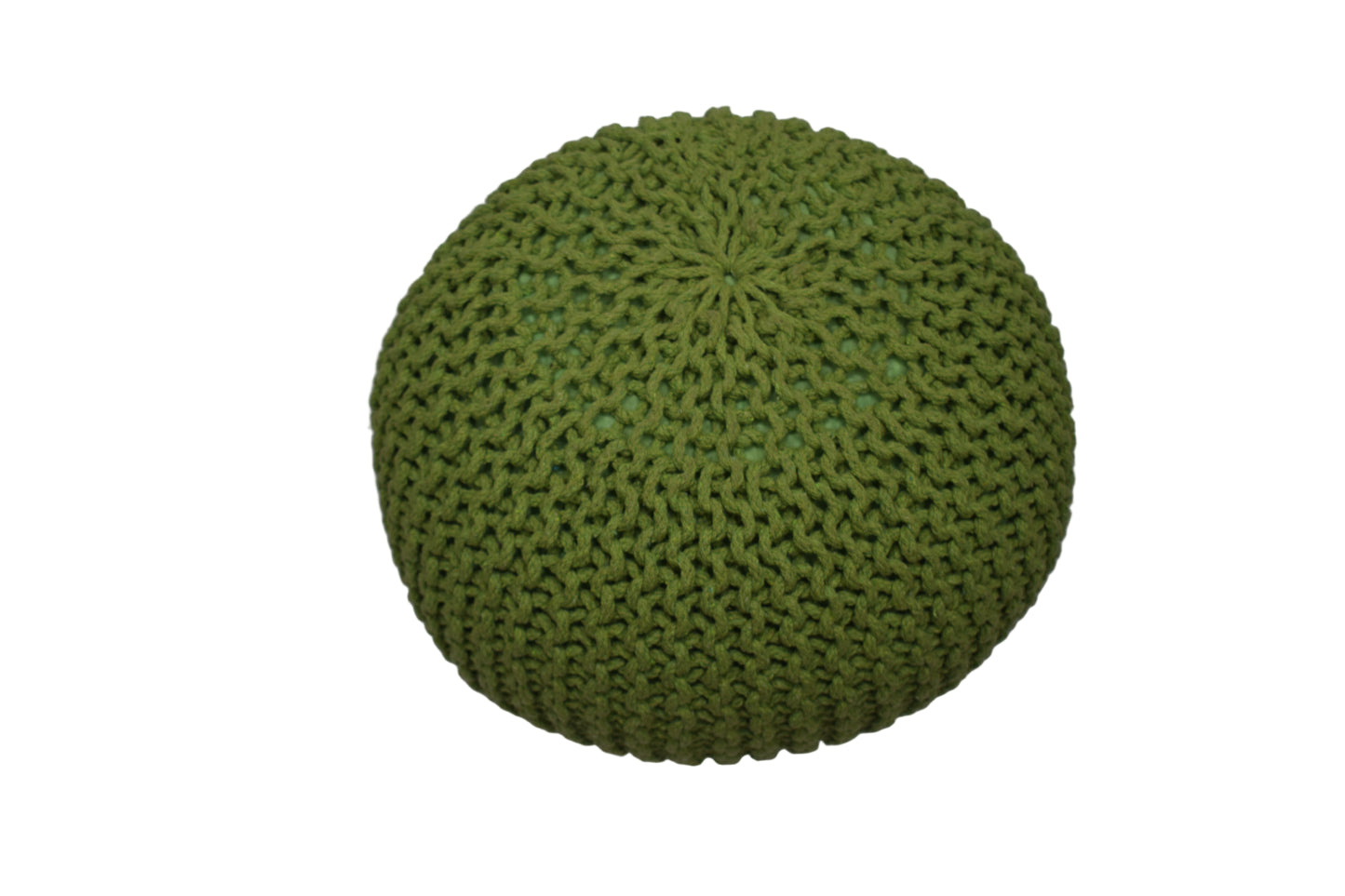 Puf Dori de algodón verde claro tejido a mano