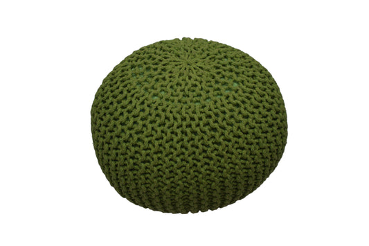 Puf Dori de algodón verde claro tejido a mano