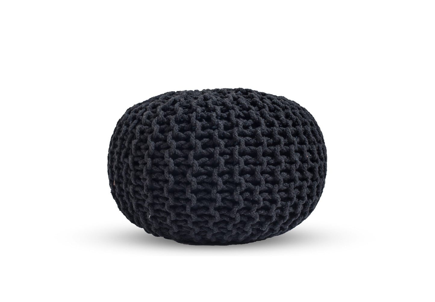 Puf Dori de algodón negro tejido a mano