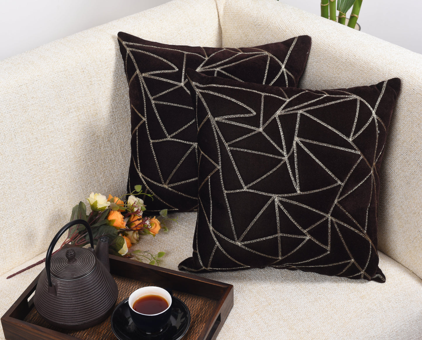 Funda de Cojín con Triángulos