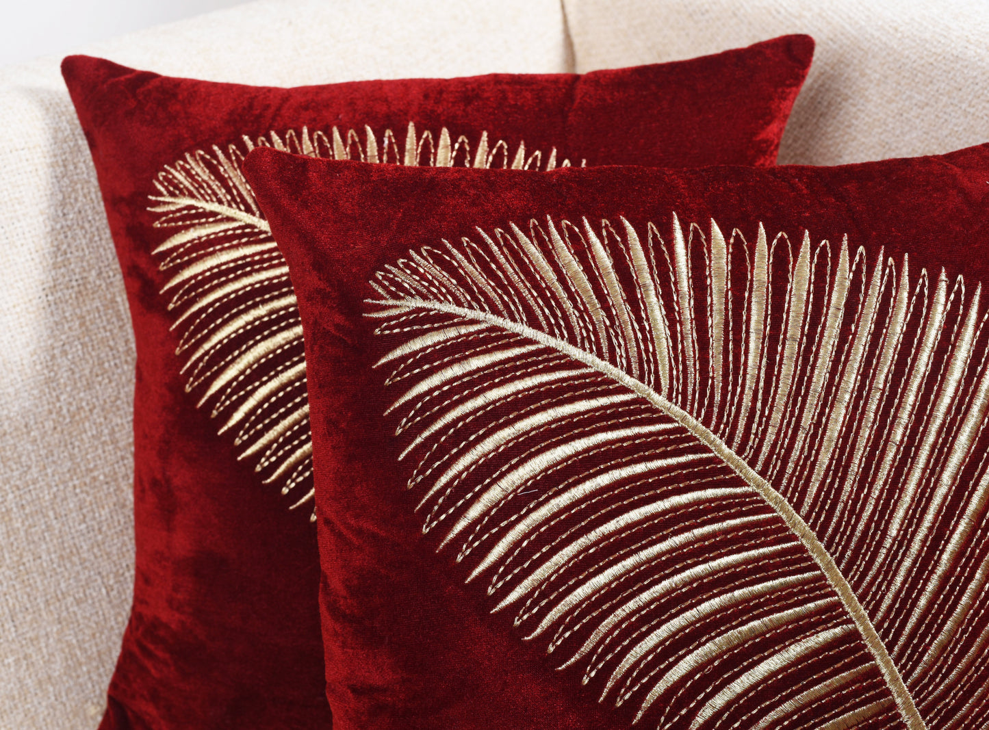 Funda de Cojín con Hojas