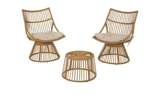 Conjunto de salón de ratán de 3 piezas
