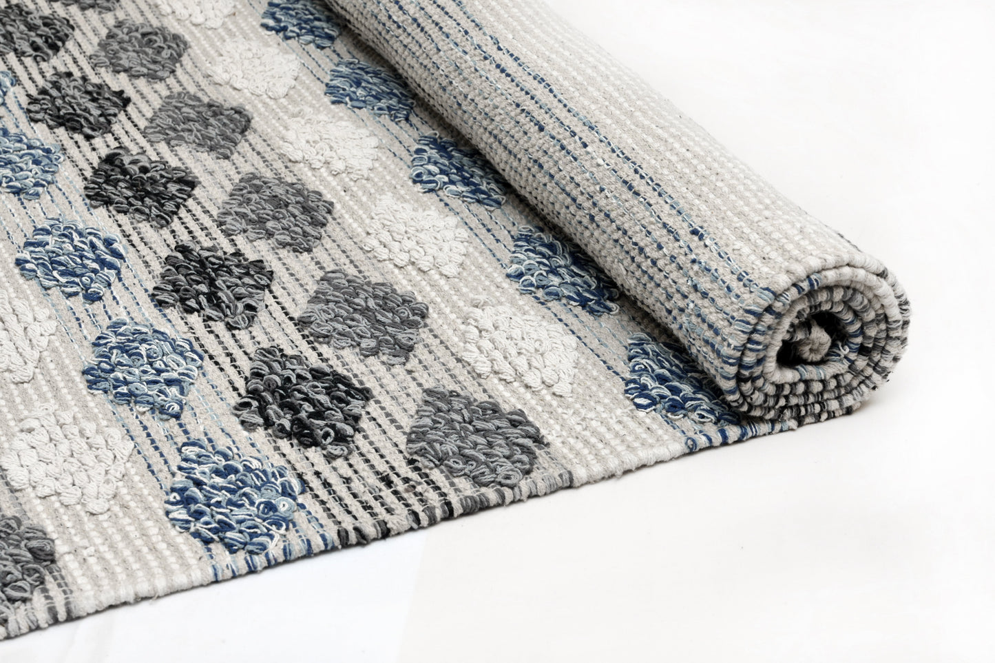 Alfombra de Algodón con Patrón de Diamante – Borde y Flecos