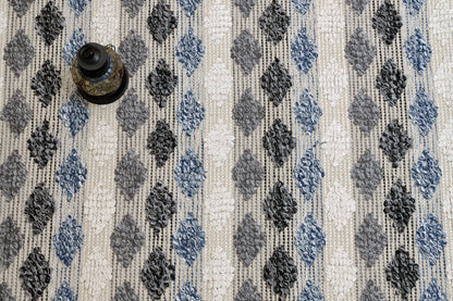 Alfombra de Algodón con Patrón de Diamante – Borde y Flecos