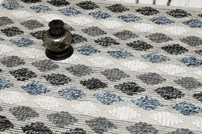 Alfombra de Algodón con Patrón de Diamante – Borde y Flecos