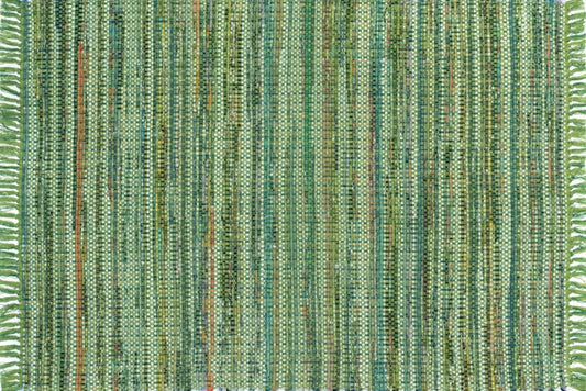 Alfombra Chindi Estampada Verde con Flecos