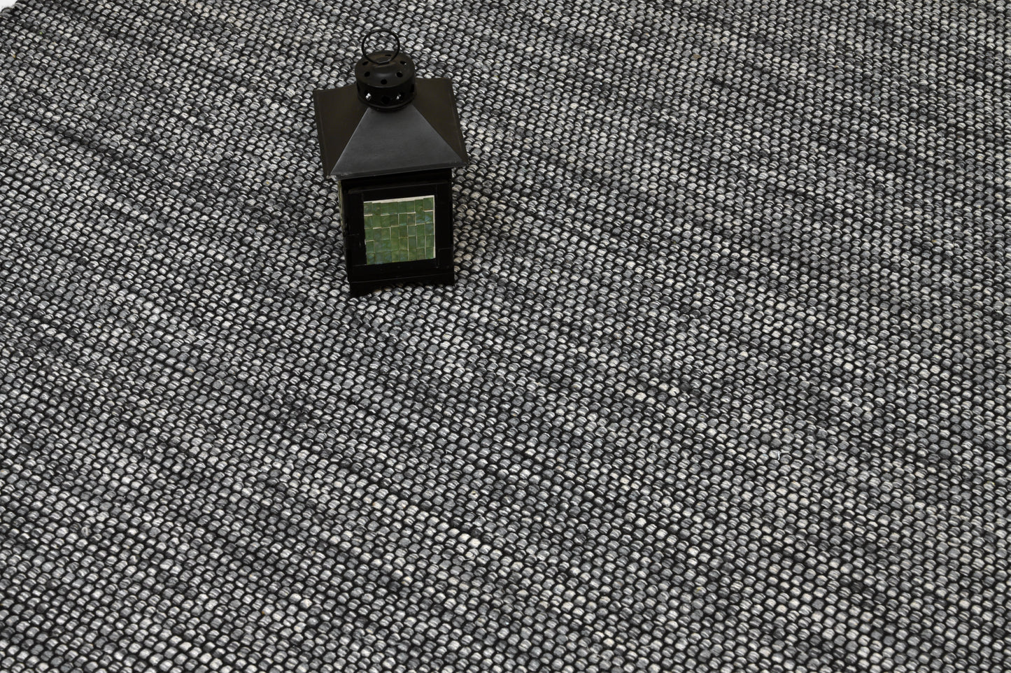 Alfombra de Algodón Gris con Borde Negro