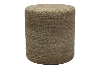 Puf redondo de yute natural trenzado a mano