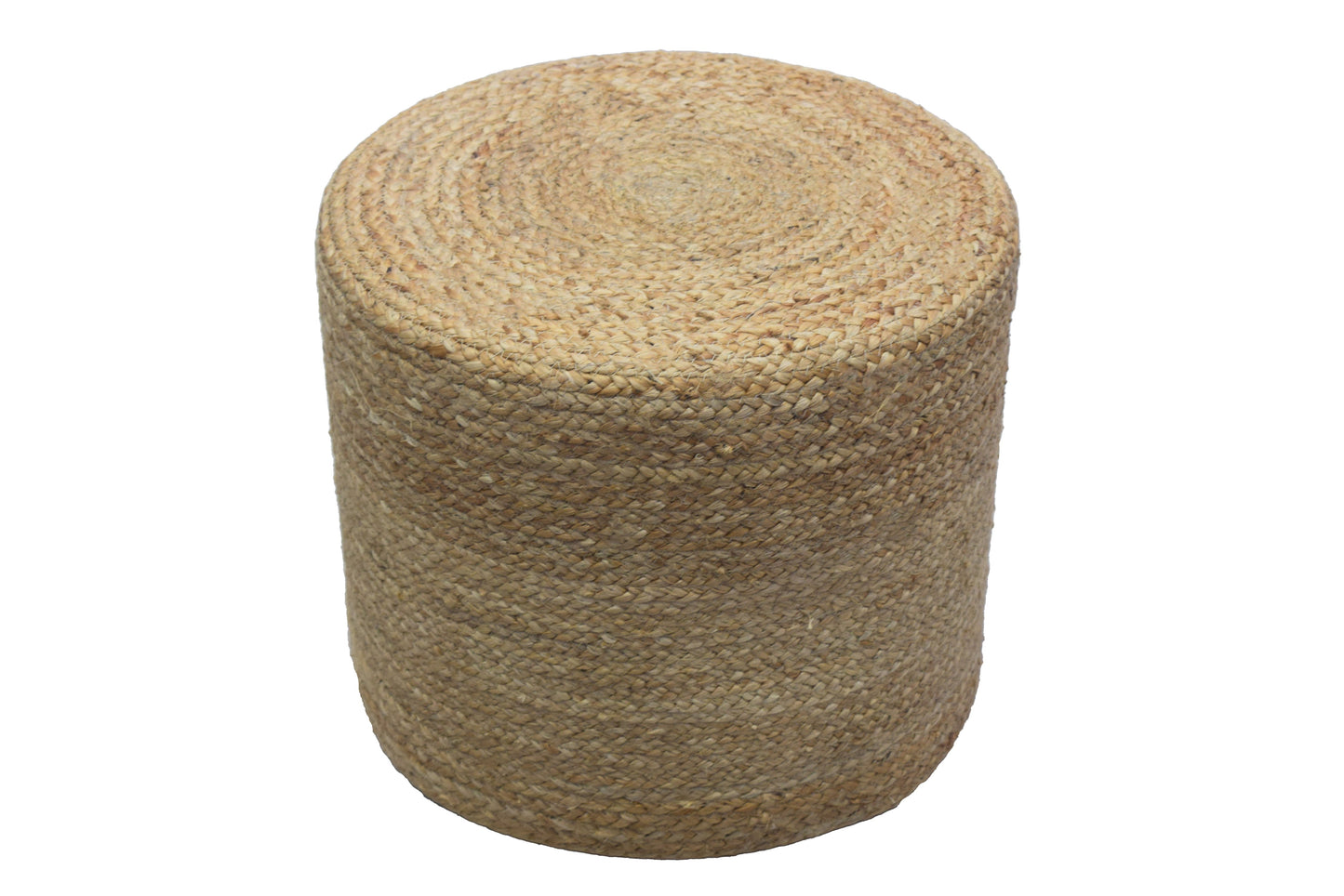 Puf redondo de yute natural trenzado a mano
