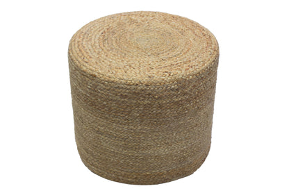 Puf redondo de yute natural trenzado a mano