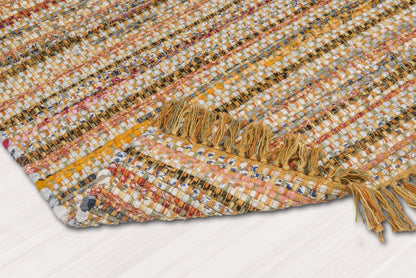 Alfombra Chindi Estampada Amarilla con Flecos