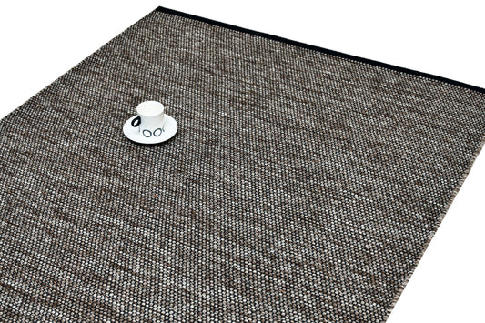 Alfombra de Algodón Marrón con Borde Negro